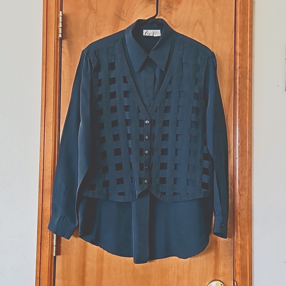 Women's (L) Blue Silk Blouse